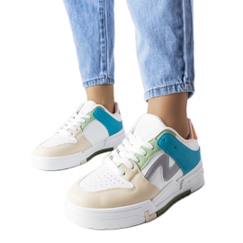 Sapato plataforma bege e azul Harter Sapato plataforma bege e azul Harter