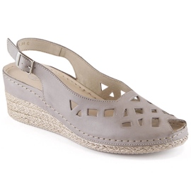 Sandálias de cunha de mulher cómodas cinza Helios 110-33