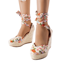 Espadrille com cunha floral Larivière bege Espadrille com cunha floral Larivière bege