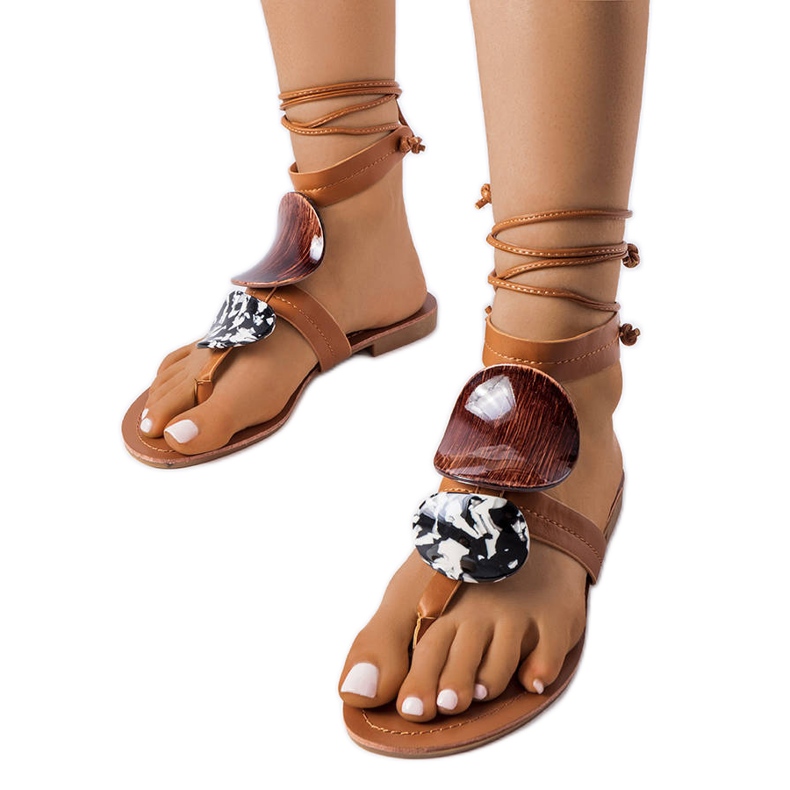 Sandália decorativa marrom Moines castanho