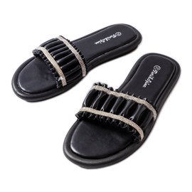Chinelos pretos com strass Anapor
