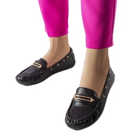 Mocassins pretos decorados com aplique de Seattle Mocassins pretos decorados com aplique de Seattle