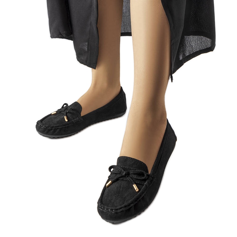 Mocassim preto com laço Grasselli