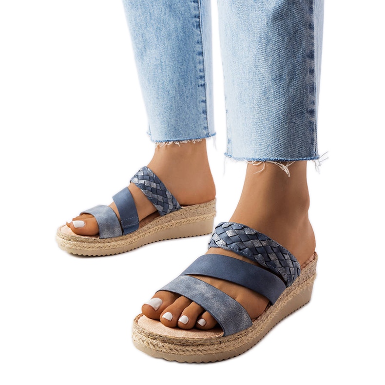 Sandálias de cunha azuis de Boston azul