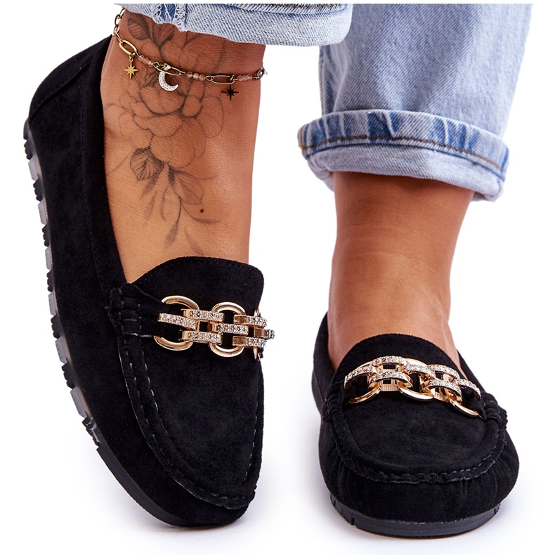 Mocassim feminino de camurça preto Sorento