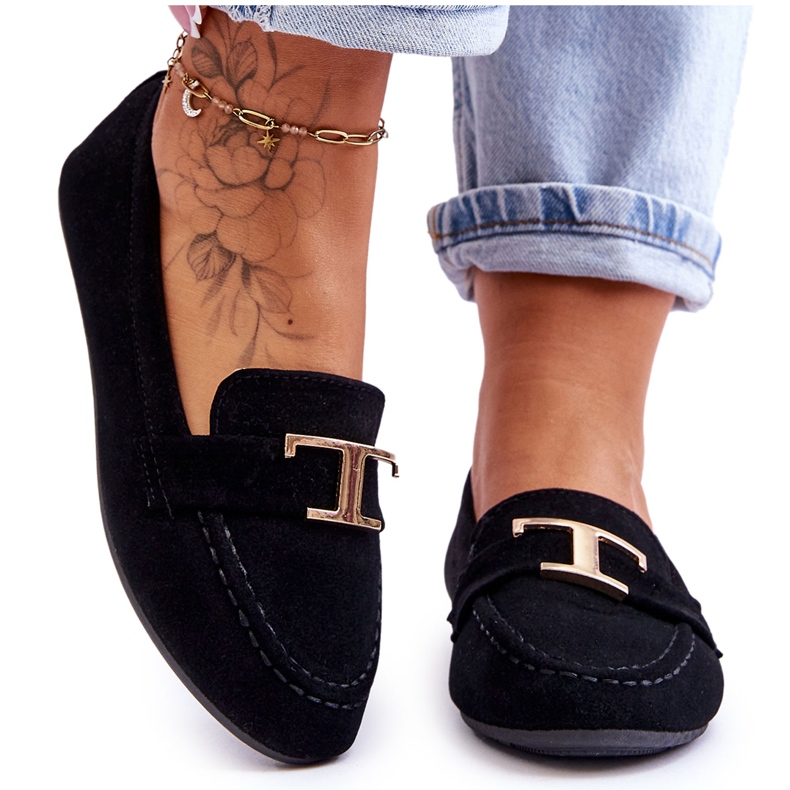 Mocassim preto Carly clássico sem cadarço Mocassim preto Carly clássico sem cadarço