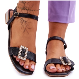 Sandália rasa com salto dourado Mindley preto Sandália rasa com salto dourado Mindley preto