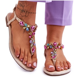 Chinelos De Camurça Com Pedras Bege Frency Chinelos De Camurça Com Pedras Bege Frency