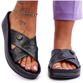 Vinceza Chinelos femininos plataforma com decoração preto Brooklyn Vinceza Chinelos femininos plataforma com decoração preto Brooklyn