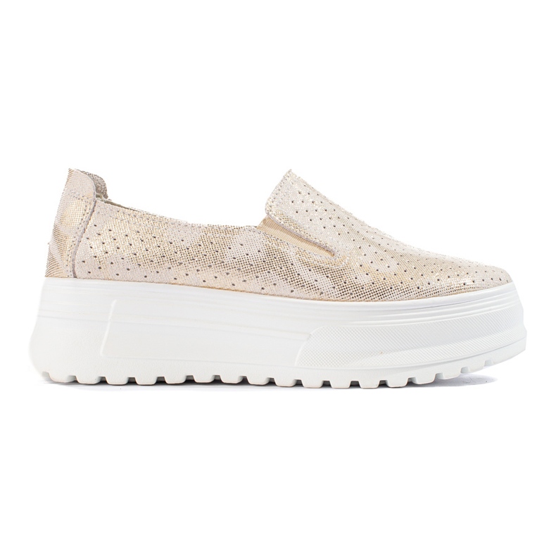 Sapatos dourados de mulher em pele Shelovet