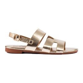 Shelovet sandália rasa dourada dourado