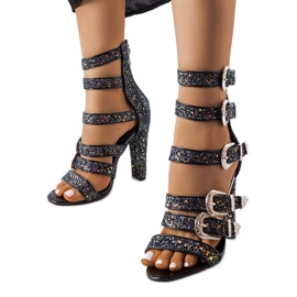 Sandália alta com brilho preto Walnut