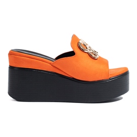 Chinelos de camurça laranja Shelovet