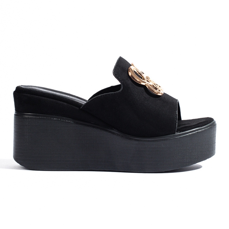 Chinelos de camurça pretos Shelovet