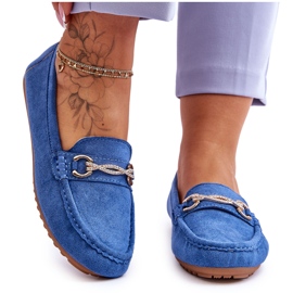 Mocassins Clássicos de Camurça com Enfeite Azul Amera
