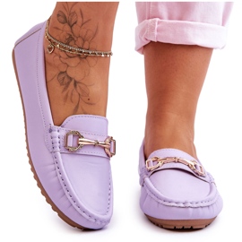 Mocassins clássicos de couro roxo Verona