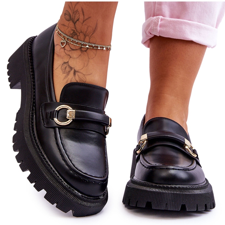 Mocassins Femininos On A Massive Platform Black Calypso preto