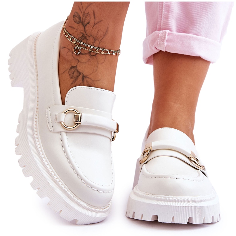 FG1 Mocassins Femininos On A Massive Platform White Calypso branco