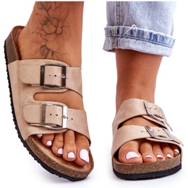 FB1 Chinelos femininos sem cadarço bege Destino