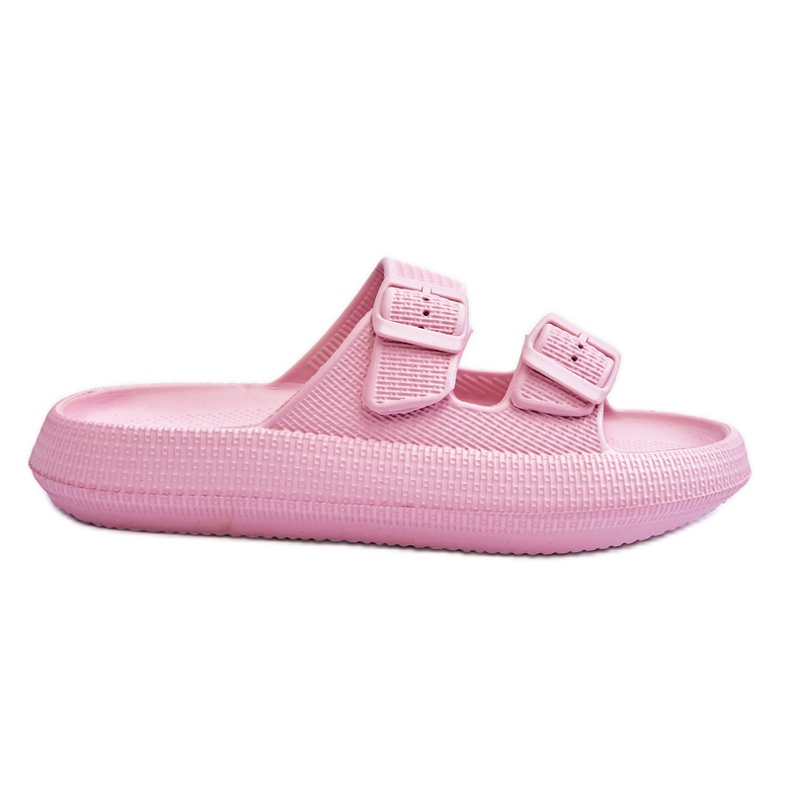 Chinelos femininos de espuma com listras rosa Sharmen