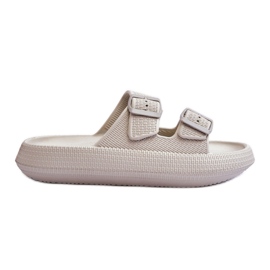 Chinelos femininos de espuma com listras cinza claro Sharmen