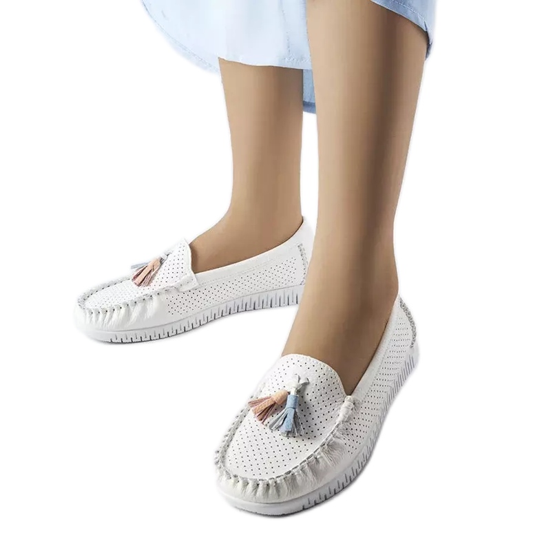 Mocassim de couro branco Maryville