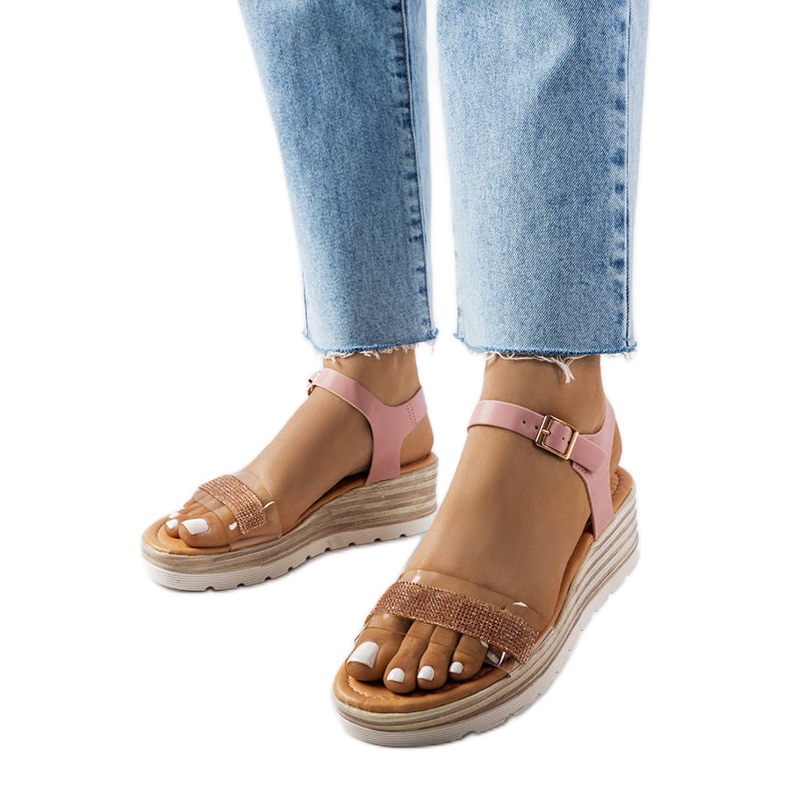 Sandália de salto rosa Bussière