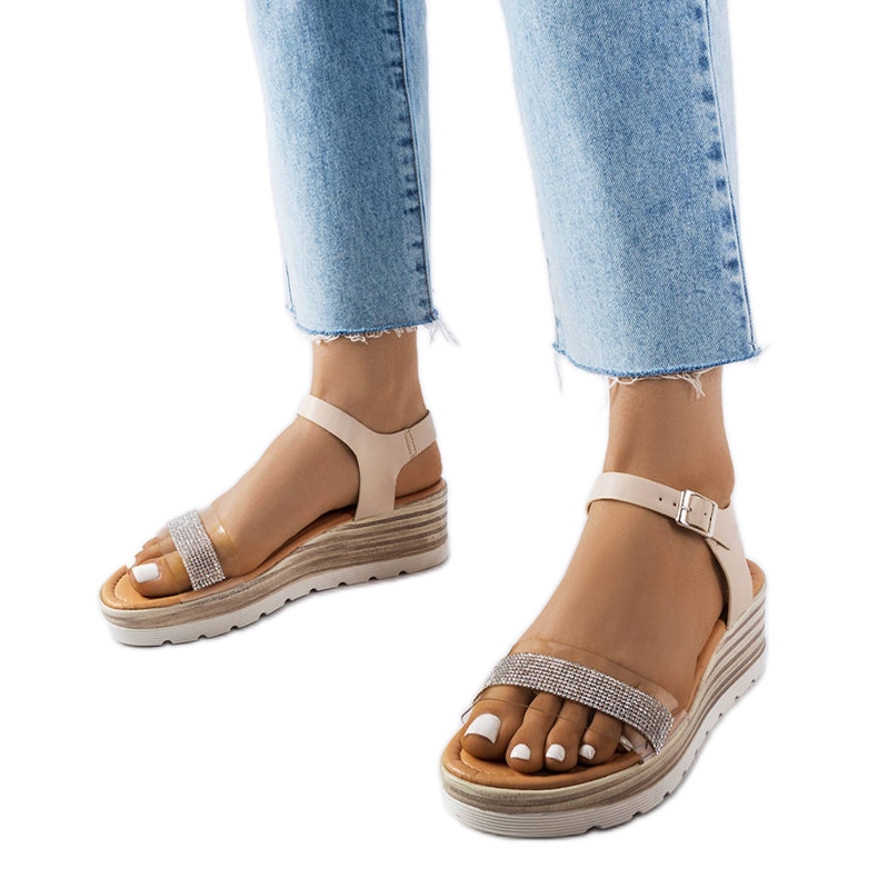 Sandália de cunha bege Bussière