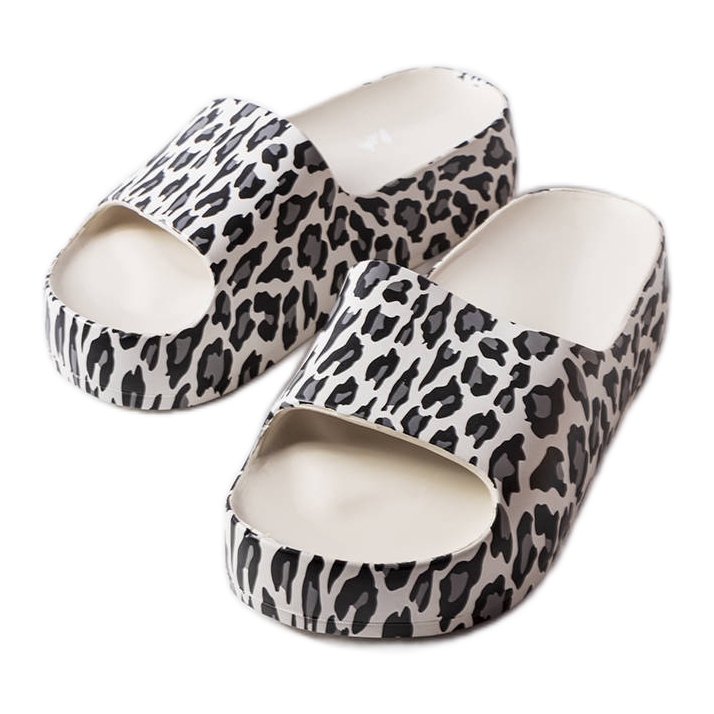 Chinelo plataforma leopardo branco, Galena