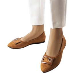 Bailarinas marrons decoradas com strass da Fleming marrom