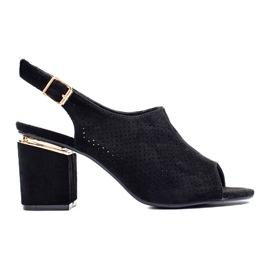Sandália de salto alto de camurça preta, Vinceza preto
