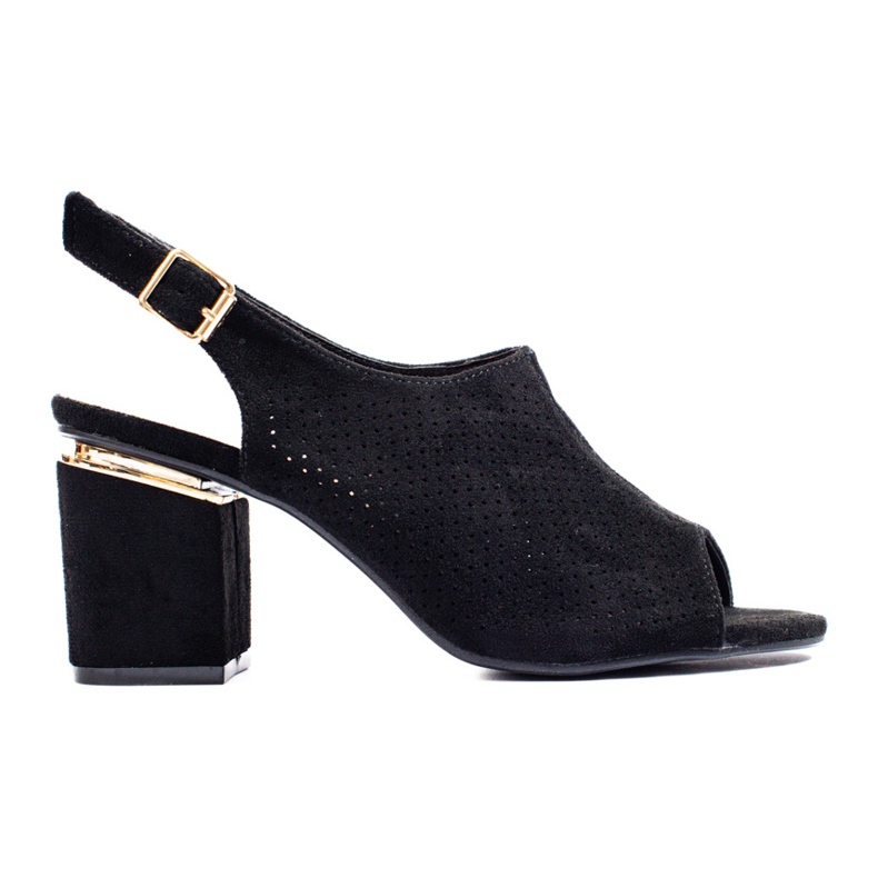 Sandália de salto alto de camurça preta, Vinceza preto