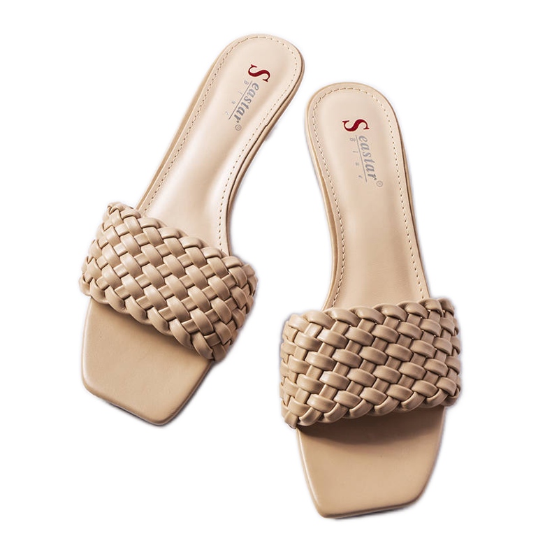 Sandália salto baixo bege Burbank