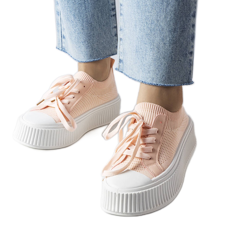 Tênis de tecido rosa na plataforma Mallus