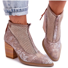 Botas de couro com malha Maciejka 05842-04 bege