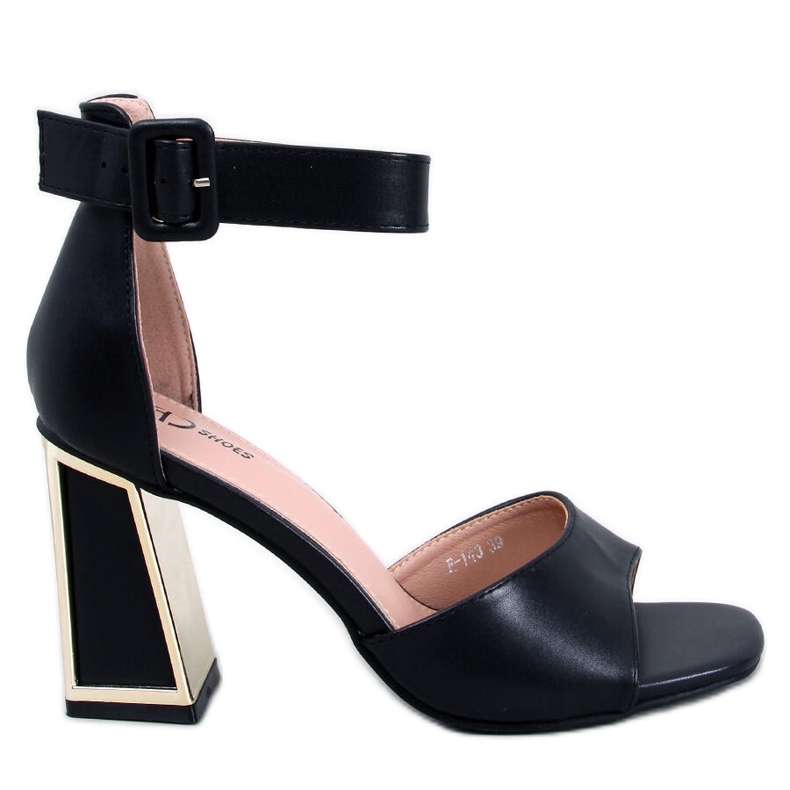 Tamara Sandália preta com salto geométrico preto Tamara Sandália preta com salto geométrico preto