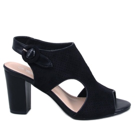 Morillo Sandália preta com tacão vazado preto Morillo Sandália preta com tacão vazado preto