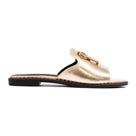 Sliders dourados Shelovet de mulher Sliders dourados Shelovet de mulher