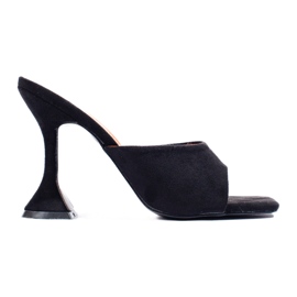 Sandália de camurça preta com tacão, Shelovet preto