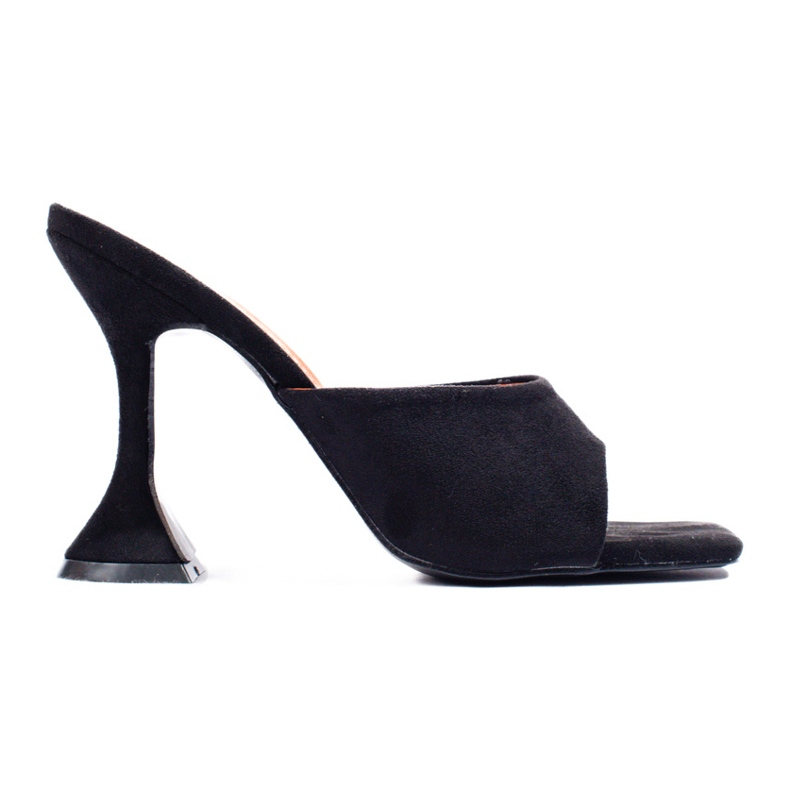 Sandália de camurça preta com tacão, Shelovet preto