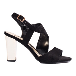 Sandália de salto de camurça preta, Shelovet preto