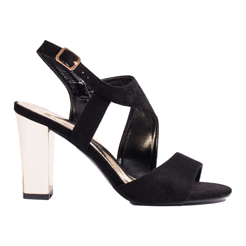 Sandália de salto de camurça preta, Shelovet preto