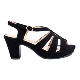 Sandálias de tacão de camurça pretas de mulher, Shelovet preto