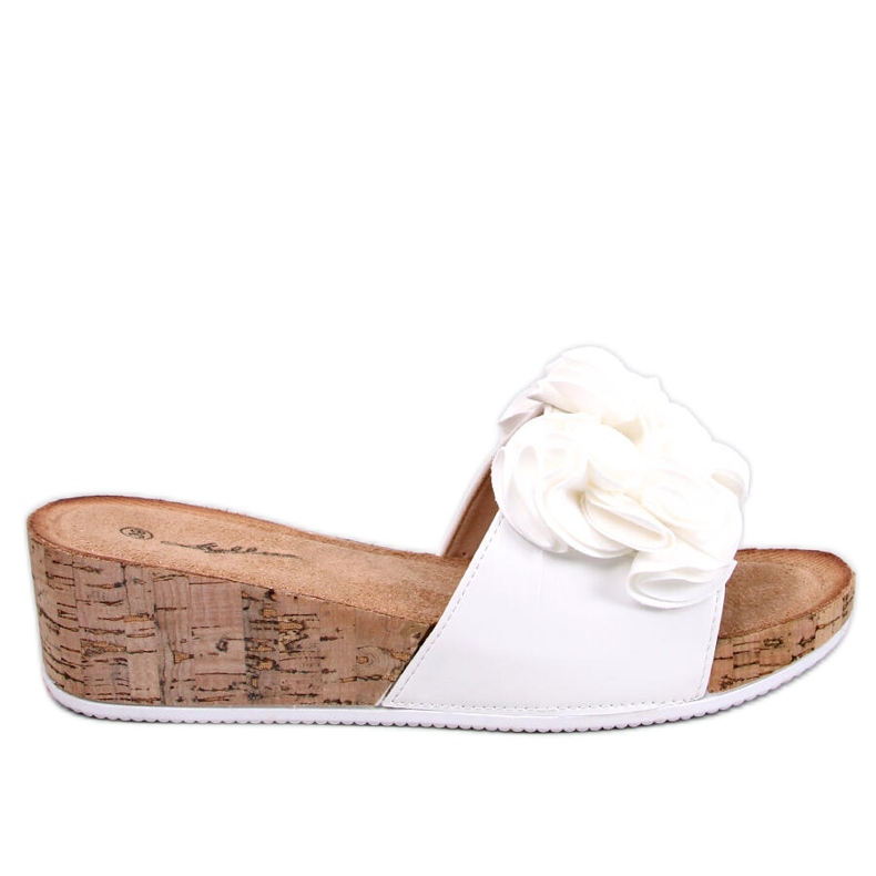 BM Sandália de cunha com flores da Peluso White branco