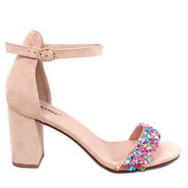 BM Sandália Valentine Bege com salto pedra