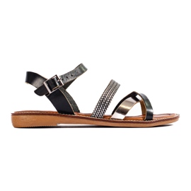 W. Potocki Sandálias de mulher em pele preta Potocki preto