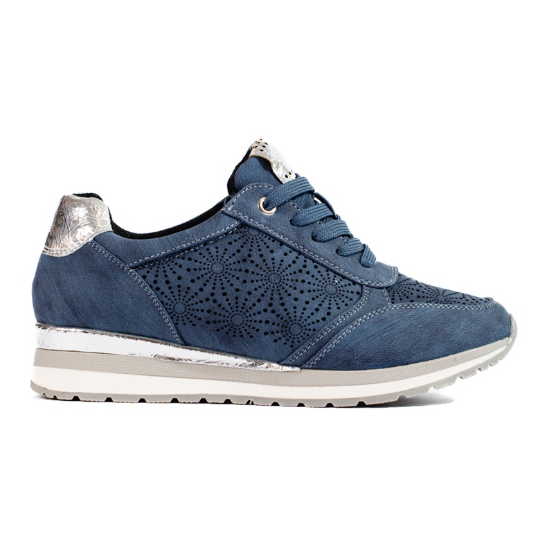 Ténis de cunha de cunha Shelovet azul marinho de mulher