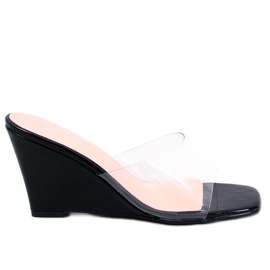 BM Slides de cunha transparentes Rocks Black preto