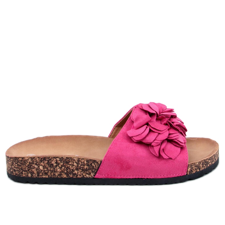 BM Chinelos de cortiça com flores Fowley Fuchsia Peach rosa