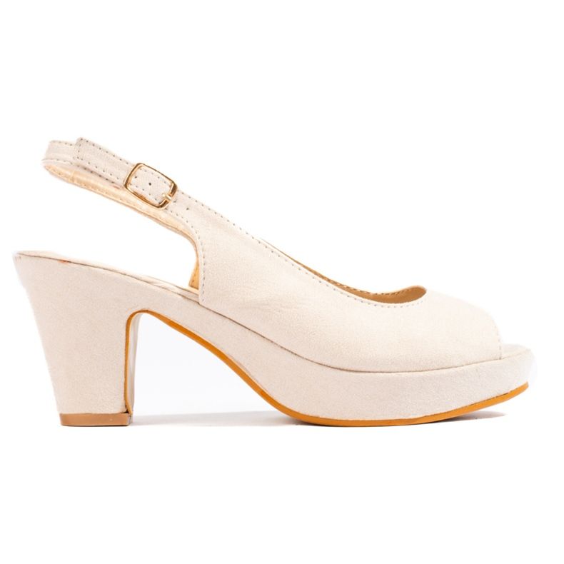 Sandálias de camurça com salto confortável Shelovet bege